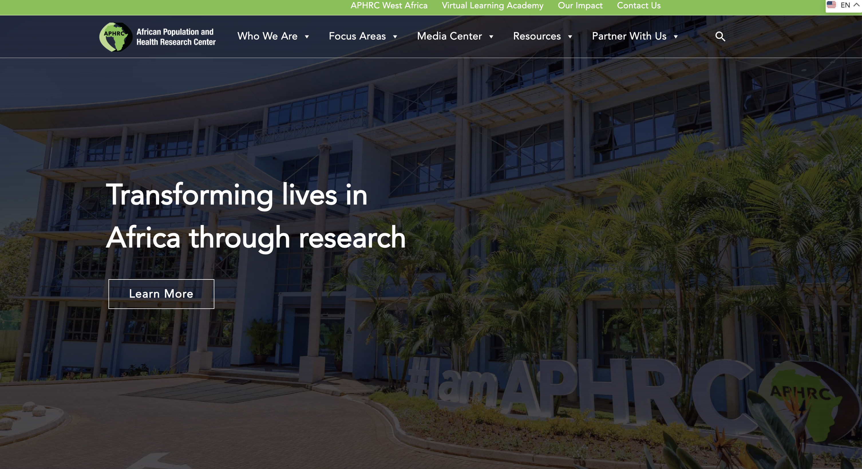 APHRC Corporate Website Screenshot